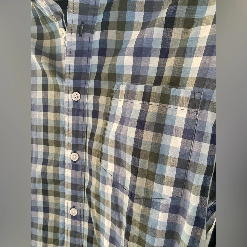 J. Crew - Blue & Green Checkered Plaid Casual Button Down Shirt - Size M